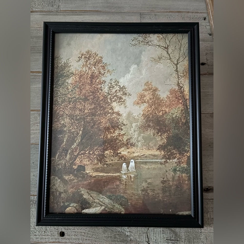 Haunted Ghosts in Canoe Framed Wall Art – 8x10 Vintage Halloween Print